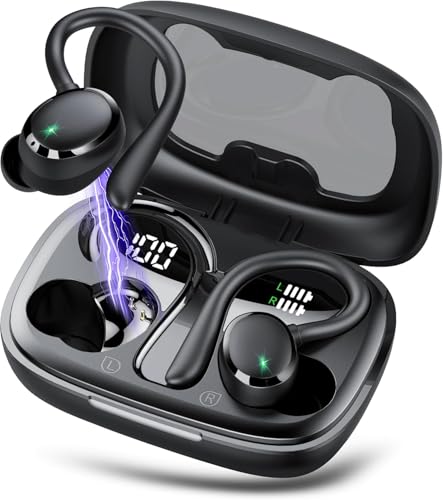 Auriculares Inalámbricos Bluetooth 5.3, Auriculares Deportivos con pantalla LED, 72 Horas de Reproducción, Cancelación de Ruido ENC de 40 dB, Auriculares Impermeables IPX7 para Entrenamiento/Running