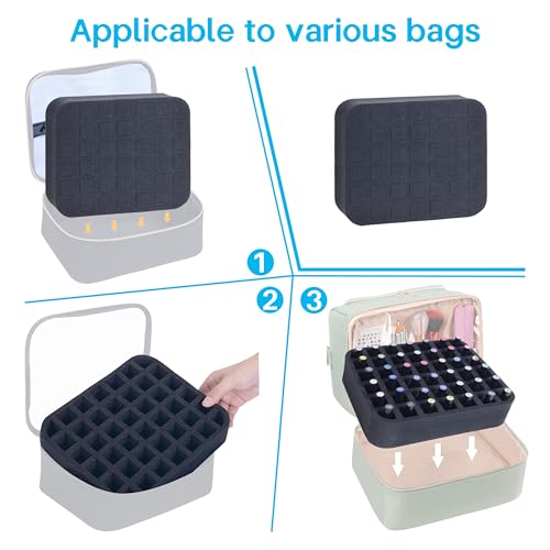 Image of Nail Polish Organizer Holder Foam Pad with Slots for Storage 42 Bottles (15ml /0.5fl.oz) Nail Polish or Essential Oil Tray for Drawers Black