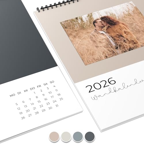 Fotokalender 2026 zum selbstgestalten (Bastelkalender 2026 im A4 Format) - DIY Kalender zum selber gestalten von Januar bis Dezember mit Ferienübersicht - Ideal als Geschenk - Coziness