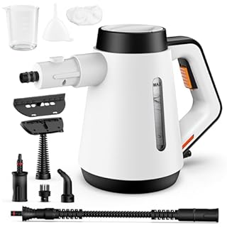 Fippesax Nettoyeur à vapeur portatif,Chauffage instantané 15S,Nettoyeur à vapeur multipurpose pressurisé 400ml avec 9pcs Accessoires (blanc)