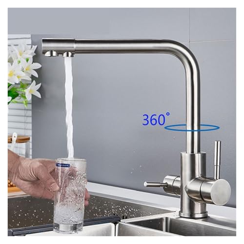 Robinet purificateur à points beiges en nickel brossé haut de gamme pour évier