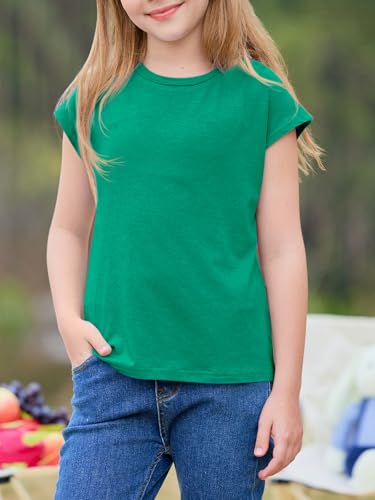 Image of Imily Bela Girls Short Sleeve T Shirts Crew Neck Cap Sleeve Tank Tops Casual Loose Summer Shirt Kids 5-14 Years