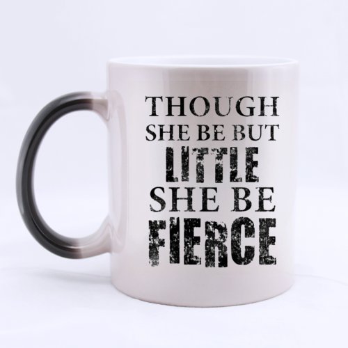 Acen LovyCreation Daily Use-Custom Funny Quotes Little She Be Fierce Morphing Mug, Ceramic White, 9 x 9 x 9 cm