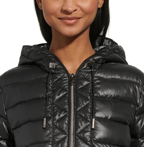 Kenneth Cole Women’s Black Hooded Quilted Long Puffer Jacket - X-Large Cozy Chic - Image 6