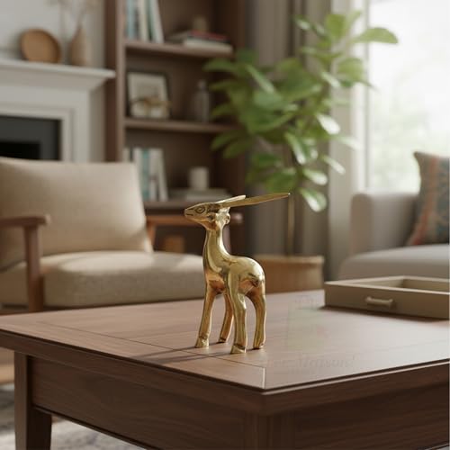 Image of Small Deer Statue | Designer Deer | Weight - 262 G Approx | Vastu Brass Showpeice | Home Decor | Size- 3.5 Inch Approx. | Zonal Placement: West-North-West, West