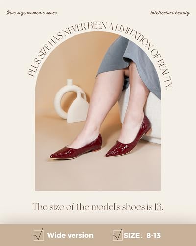 Women's Pointed Toe Ballerina Flats, PU Leather Minimalist Slip-On Shoes, Wide Width2