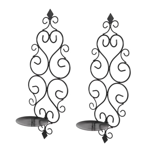 Cabilock 2pcs Wall-Mounted Candle Holders Elegant Leaf Design for Home Decor Sturdy Iron Wall Sconces for Living Room and Bedroom Ambiance