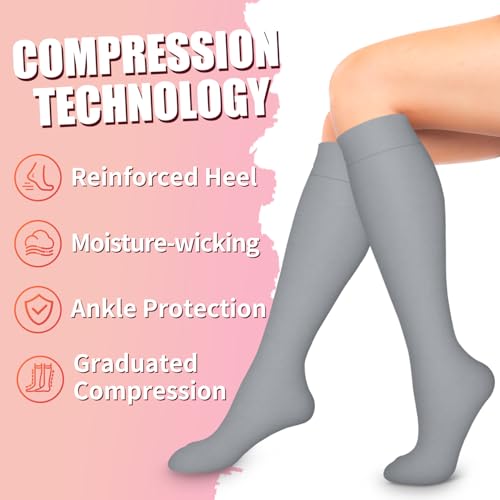 Image of Compression Socks for Women & Men Circulation (6 Pairs) 15-20 mmHg is Best Support for Athletic Running,Nurse