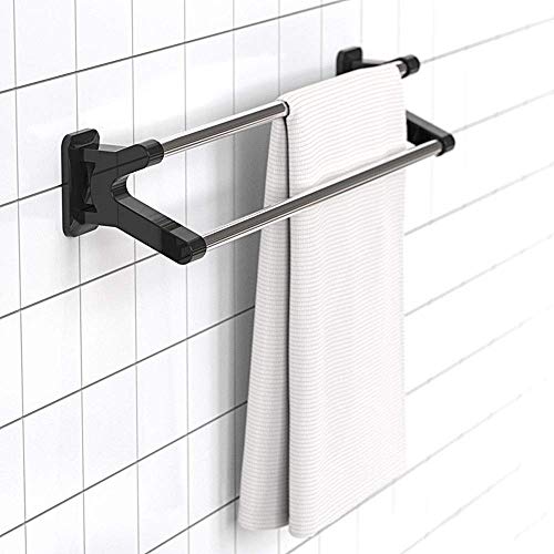 Porte-serviettes double barre inox support mural pour rangement douche - 3