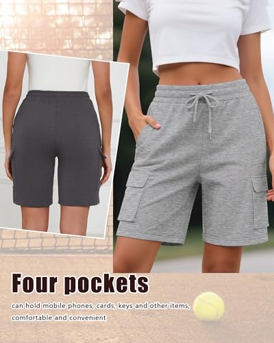 Neer 3 Pack Women's Bermuda Shorts Casual Drawstring Elastic Waist Knee Length Yoga Shorts with Pockets3