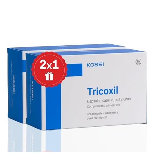 KOSEI TRICOXIL | Evita la Caida del Cabello Mujer y Hombre | Alternativa al Minoxidil y al Finasteride | Cápsulas Anticaida Pelo | Fortalece Piel y Uñas | 2x1 - Contiene 60 Cápsulas