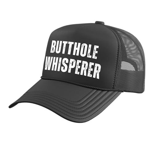 Butthole Whisperer - Funny Vintage Sarcastic Joke Retro Trucker Hat with Adjustable Mesh Back Black