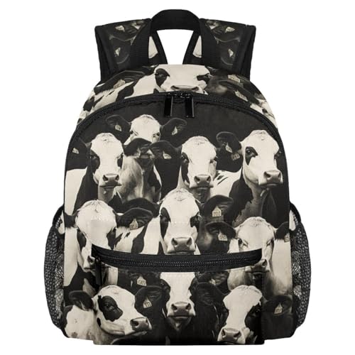 VAPOKF Lätt skolryggsäck småbarn ryggsäck liten resa axelväska för pojkar flickor barn, kor med nummer