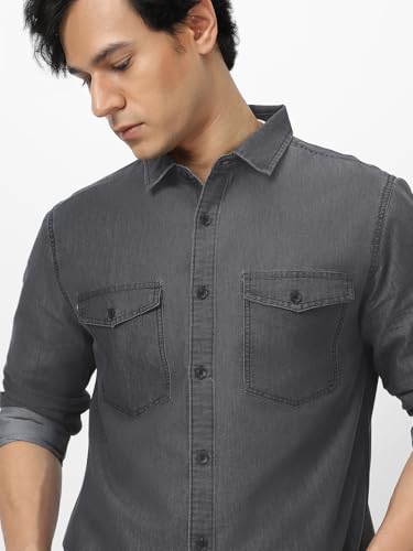 Image of Urbano Fashion Men's Full Sleeve Regular Fit Casual Denim Shirt