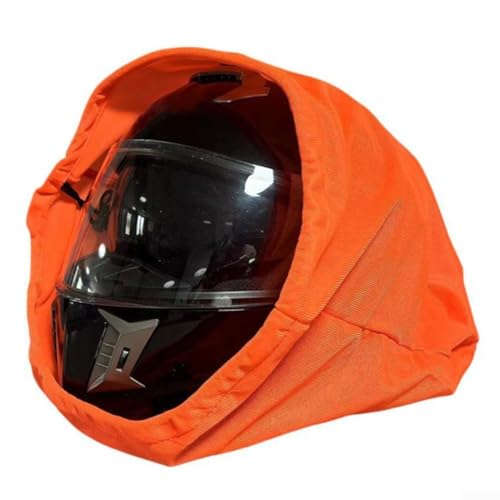 Motorradhelm-Aufbewahrung, Staubschutz mit Kordelzug-Verschluss, entwickelt, um Helmkratzer zu verhindern und sichere Helmaufbewahrung für mehrere Helmtypen (Orange)