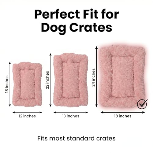 Image of Dog Crate Pad for Crate /Floor /Car for Small Dogs Washable | Non-Slip Dogs Pad for Crate,Soft Fluffy Dog Crate Pad,24 inchx18 inch Pink
