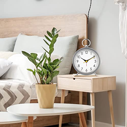 Maxspace Small Alarm Clock,Battery Operated Table Clock With Light，Modern Quartz Movement, Silent Non-Ticking, 4In Decorative Desk Clock, Perfect For Living Room, Office, And Bedroom Decor #TOP2