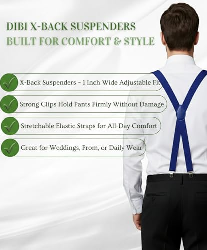 Image of Dibi Suspenders for Men - Adjustable X back Suspender with 4 Strong Clips
