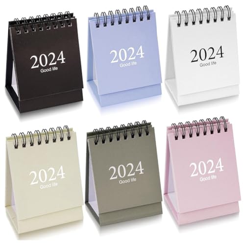 Wzxksoac Mini Calendario de Escritorio 2024 de 6 Piezas, Mini Calendario de Escritorio 2023-2024: Se Ejecuta Desde Octubre de 2023 Hasta Diciembre de 2024, Calendario de Escritorio PequeñO