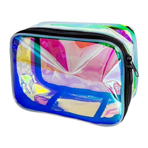 TotePrint borsa per il trucco arcobaleno grande capacità trasparente per il bucato per il lavaggio con cerniera impermeabile regalo per cosmetici da 437-15 Trasparente donna