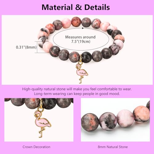 Image of createreedo Createedo Flamingo Charm Bracelet for Women and Teen Girl - Elegant Pink Flamingo Bracelet Jewelry Accessories Gift for Valentine Birthday