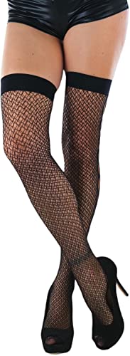Image of ToBeInStyle Women's Fine Classic Fishnet Thigh High Stretch Nylon Novelty Stockings
