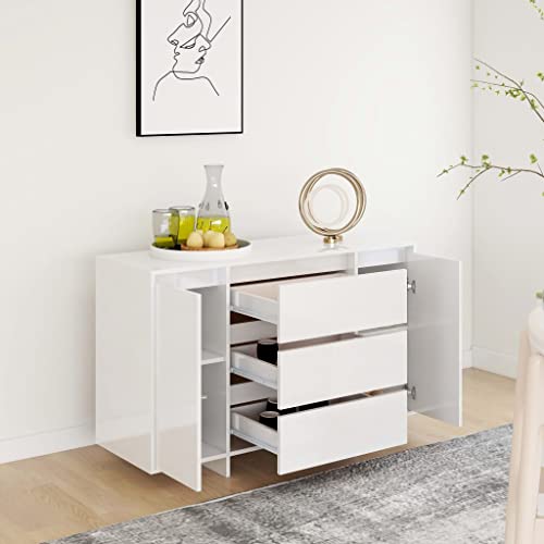 Aparador blanco brillante de diseño moderno con cajones y puertas estancas 6