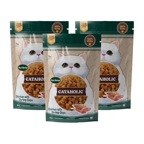 Image of Cataholic Chicken with Shrimp Chips Cat Treats, High Protein Crunchy Snacks, Natural Training & Reward Treats for All Cat Breeds, 50 g