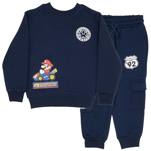 Image of Nintendo Super Mario Bros Boy's 2-Piece Long-Sleeved Shirt and Pants Set - Sweatshirt & Joggers Bundle for Kids and Toddlers