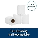 Camco 1-Ply RV Toilet Paper - 4 Rolls - Quick Dissolve & Septic Safe