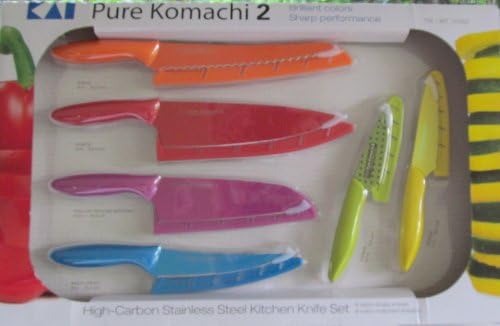 Kai Pure Komachi 2 6-Piece Knife Set 6 Stainless Steel Knives Colored Sheaths 743680