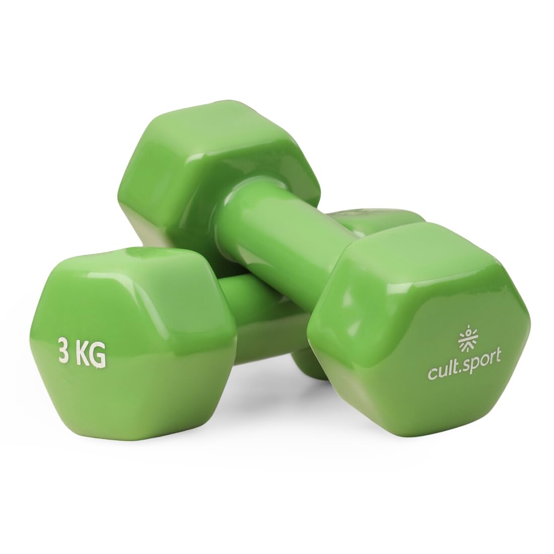 Cult.Sport Banes Vinyl Dumbbell | Fixed Dumbbell for Home and Gym Exercises | Full Body Workout | Strength Training | Pack of 1, 3 Kg | Green (B0CGJ67H5L) Amazon Price History, Amazon Price Tracker