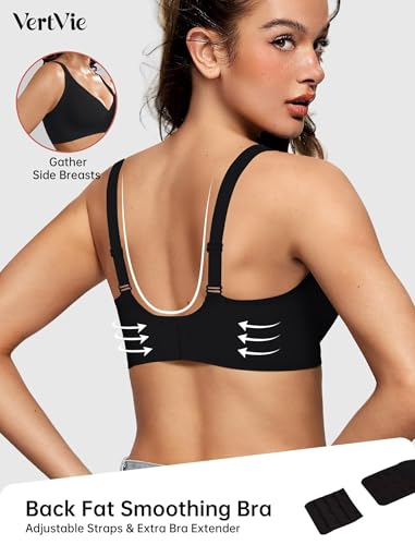 Image of Vertvie Jelly Wireless Bras for Women Push Up Plunge Seamless T-Shirt Bras No Underwire Supportive Full Coverage Bralettes