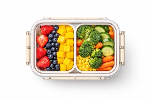 Image of Vasukie Divided Fridge Storage Boxes With 4 Serving Veggie Tray with Lid and Handle, Fridge Organizer with Removable 4 Compartment, Fridge Storage Containers (2 Small Compartment - 1PC)