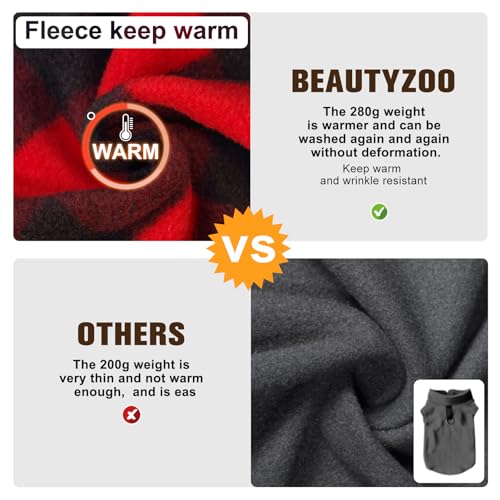 BEAUTYZOO Hundepullover Fleece Weste Hund Kleidung Winter Warme Hundeweste für Kleine Hunde Weicher Fleece Hundejacke mit D-Ring Pullover für Mittel Großen Hund, Weihnachtspullover