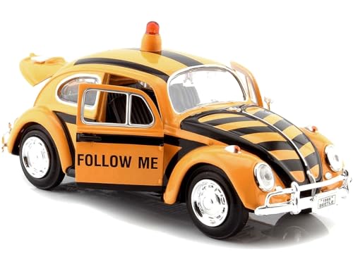 Modelo a escala 1:24 VW Beetle 1966 amarillo con rayas negras