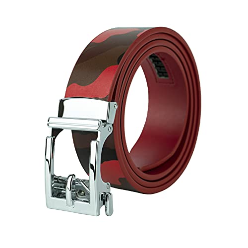 Image of Gelante Genuine Leather Ratchet Dress Belt With Automatic Sliding Buckle - Minimalistic Style-Trim to Fit