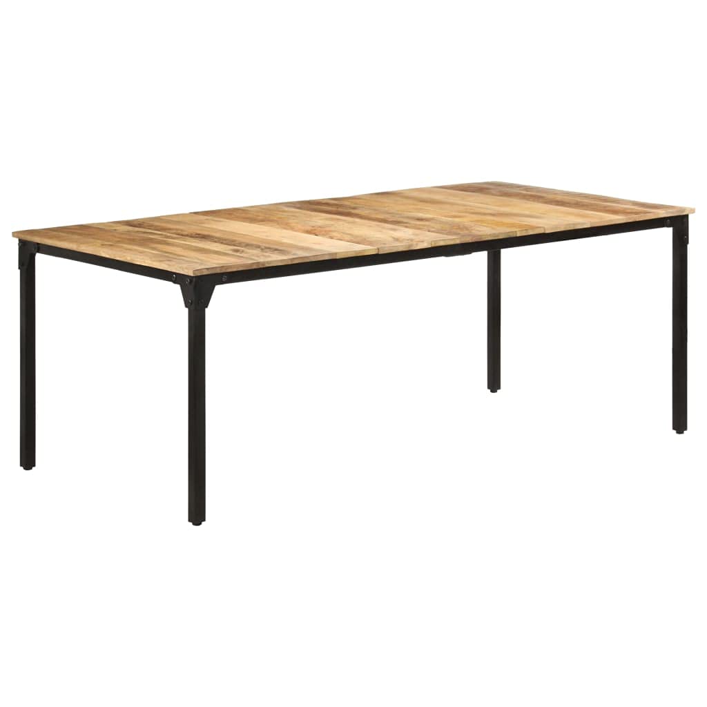 Table à manger en bois de manguier brut pour repas conviviaux en famille