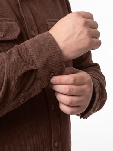 Image of Urbano Plus Men's Corduroy Full Sleeve Regular Fit Solid Overshirt with Utility Pockets