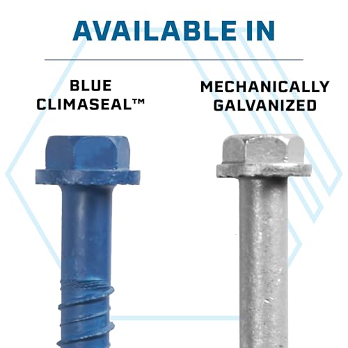 Image of Tapcon+ 3 /8 x 2-1 /4 Inch Heavy-Duty Hex Head Concrete Anchors, 60 PCS, Corrosion Resistant Blue Climaseal Coating, Outdoor Rated Use, Concrete Block & Masonry Brick Screws, Drill Bit Sold Separately