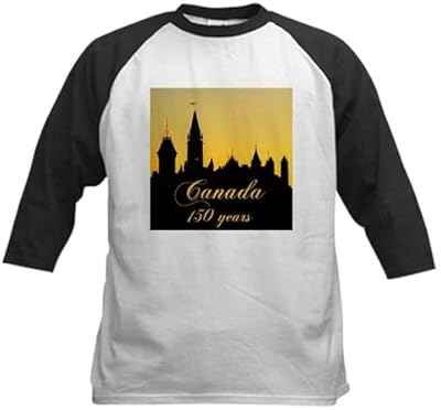 CafePress Canada 150 Years! Baseball Jersey Kids Cotton Baseball Jersey, 3/4 Raglan Sleeve Shirt Black/White
