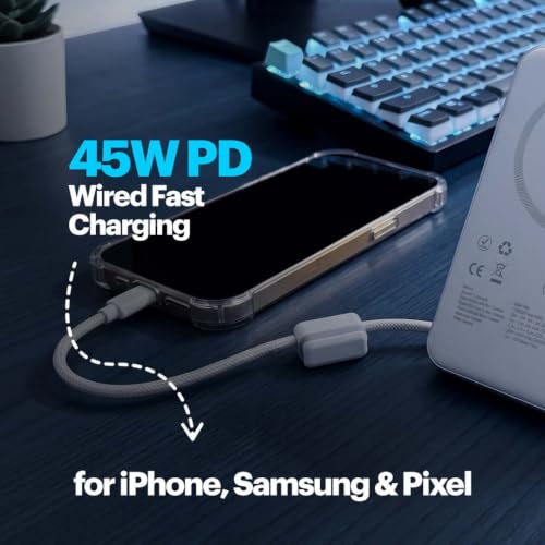 Image of Stuffcool Odin Plus 10000mAh Qi2.2 MagSafe Powerbank, 25W Wireless, 45W PD Wired, Built-in Type-C Cable, Stand & Digital Display, Charges iPhone 18 /18 Pro /Duo /Pixel 11 - 50% in 30 Mins Wirelessly