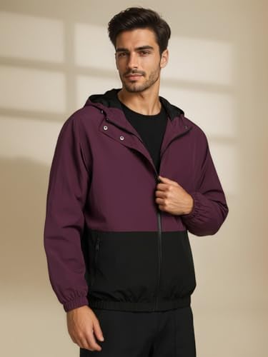 Image of CHKOKKO Sunscreen Jacket for Men Windcheater Hooded Zipper Sports Jacket | UV Protection | Sun Protective | Lightweight Water Resistant | Riding Biker | Outdoor Travel Gym Running