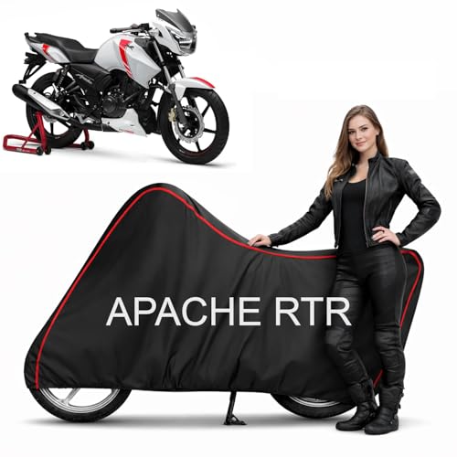 Image of Dustproof Bike Cover Compatible with TVS Apache RTR 160, RTR 160 4V, RTR 180, RTR 200 4V | Heavy Duty | Dustproof, UV Resistant, Heat Protection | Elastic Bottom Grip