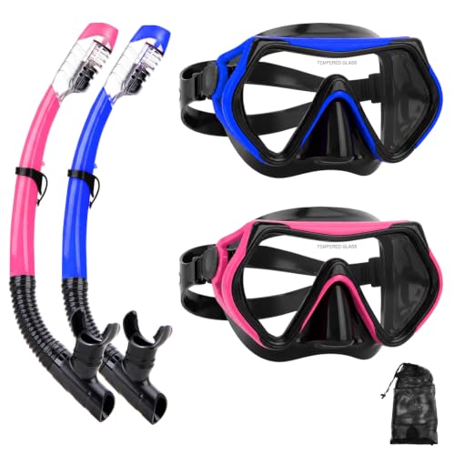 Snorkeling Gear for Adults, Diving Snorkel Mask Set, Snorkle Top Dry Valve