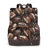 SSIMOO Mochila de piel para mujer con diseño de balones de fútbol con hebilla, elegante y capaz, color negro, Negro -, Talla única