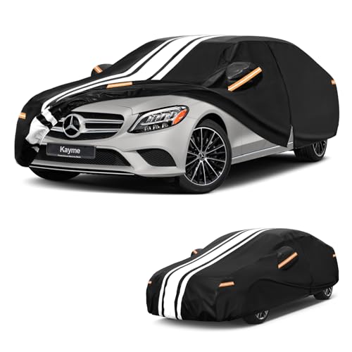 Image of Kayme Mercedes Benz C Class Car Cover Waterproof All Weather | Custom Fit for C300 C350 C400 C450 C63 AMG (2008-2026), Gift with Tape /Towel /Bag, Outdoor Rain Snow Sun UV Protection.