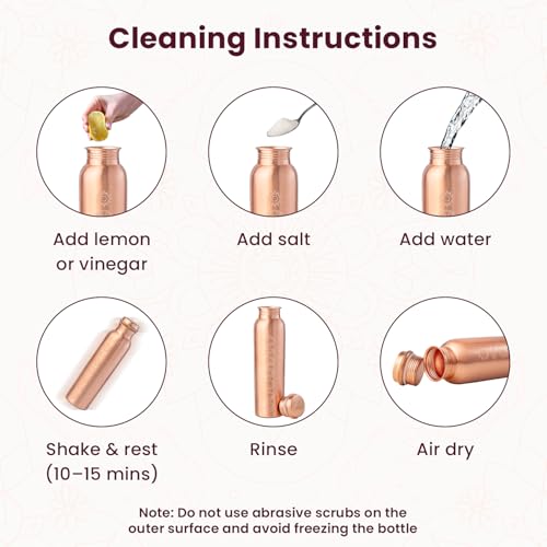 Image of Pure Copper Water Bottle 1 Litre with Sacred (7 Chakras) Geometry Design | BPA Free & Leak Proof | Copper-Infused Water | Durable & Rust Proof | Ayurveda Health Benefits - (Plain Copper)