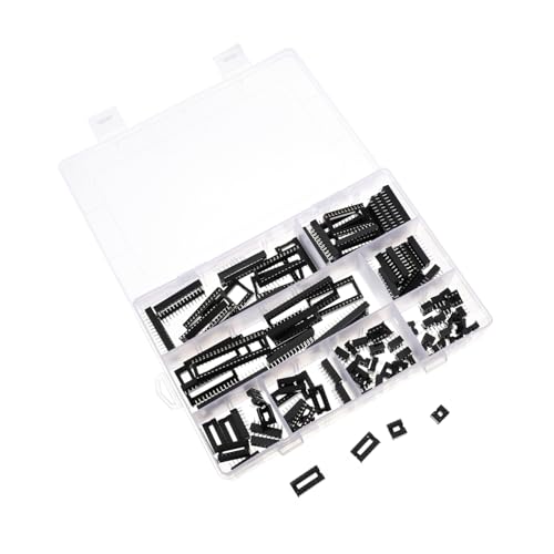 MUCKLILY 100pcs Set Pin Socket Connection Dip Ic Dip Soldering Ic Socket Ic Solder Ic Chip Integrated Circuit Chip Assortment Connectors SMA Adapter Adapters Ic Adaptor Abs Black