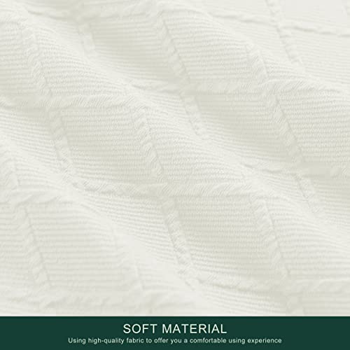 Chun Yi 7 Piece Stretch Diamond Lattice Sofa Cover, 3 Seater Couch Slipcover With Three Separate Backrests And Cushions With Elastic Band, Checks Spandex Rhombus Fabric(Large,Cream White) #TOP5